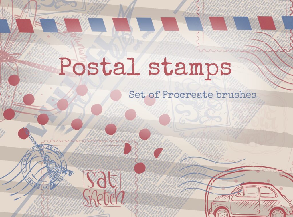 Postal Stamps Procreate brushes