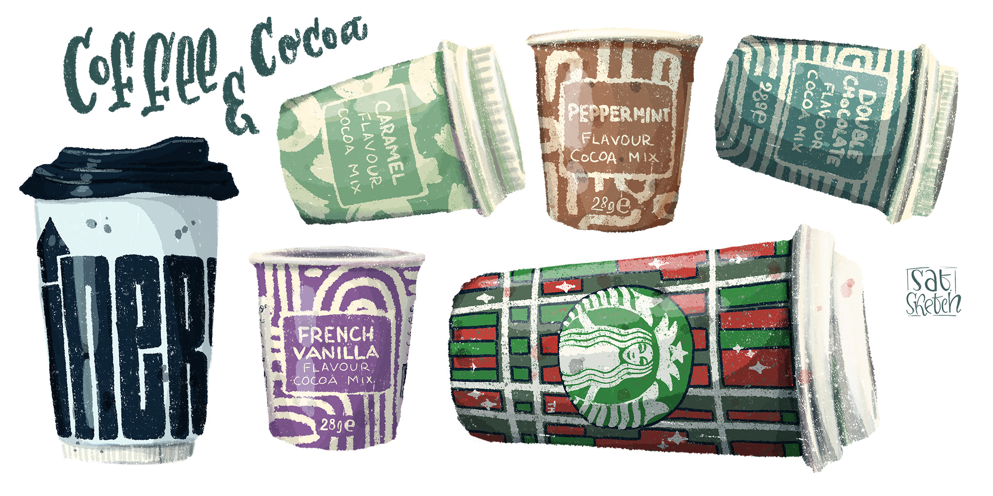 Saturday Sketch: Coffee and Cocoa Paper Cups