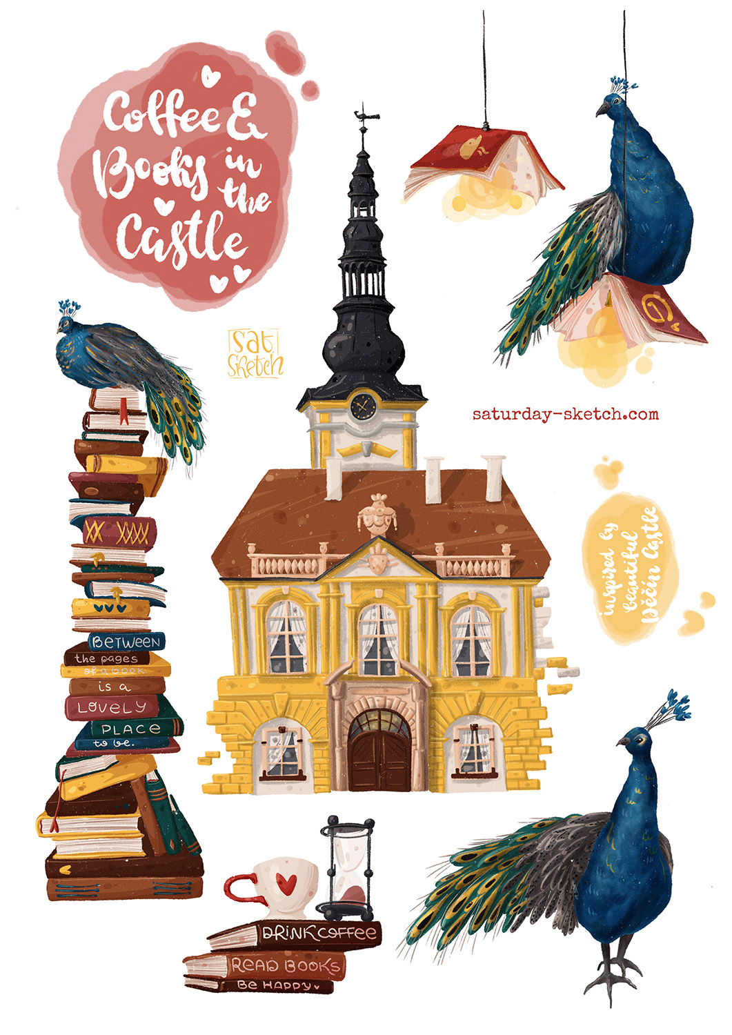 Saturday Sketch Sticker pack design inspired by a trip to Děčín Castle