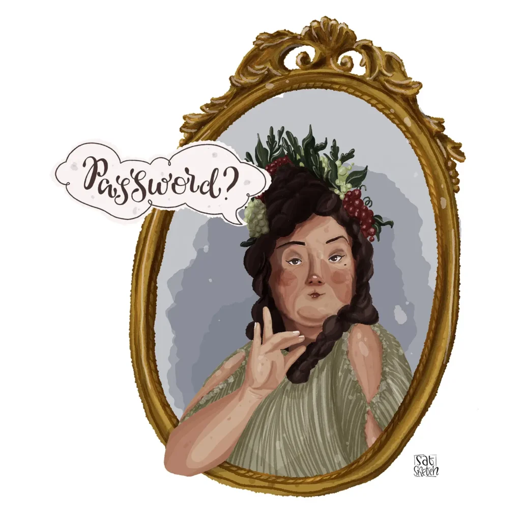 Saturday Sketch Fat Lady asking the password illustration