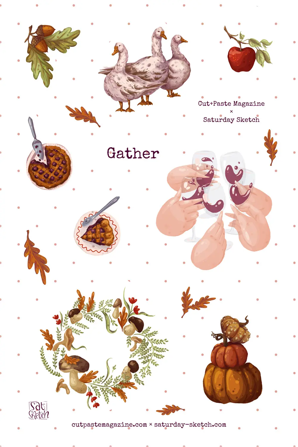 Gather Vinyl Stickers - Cut+Paste Magazine & Saturday Sketch Collaboration
